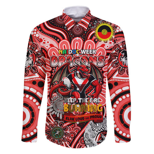 Custom NAIDOC Week 2024 Dragons Family Matching Off The Shoulder Long Sleeve Dress and Hawaiian Shirt Mascot Rugby