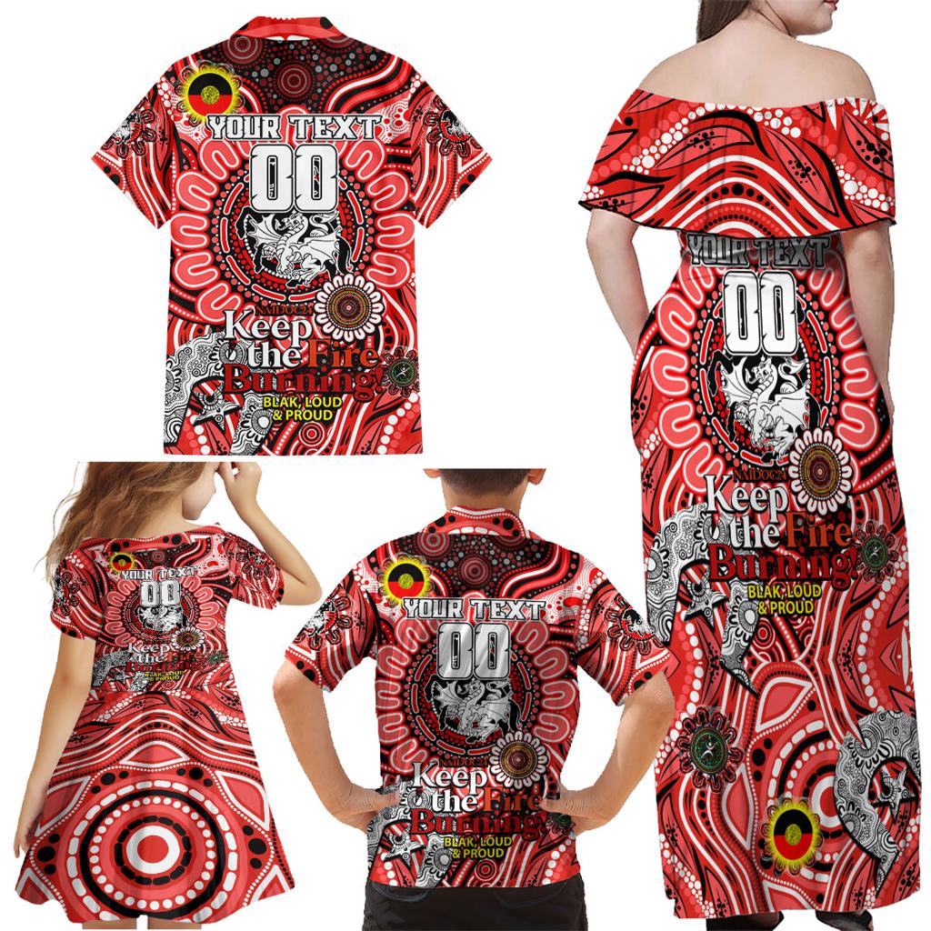 Custom NAIDOC Week 2024 Dragons Family Matching Off Shoulder Maxi Dress and Hawaiian Shirt Mascot Rugby