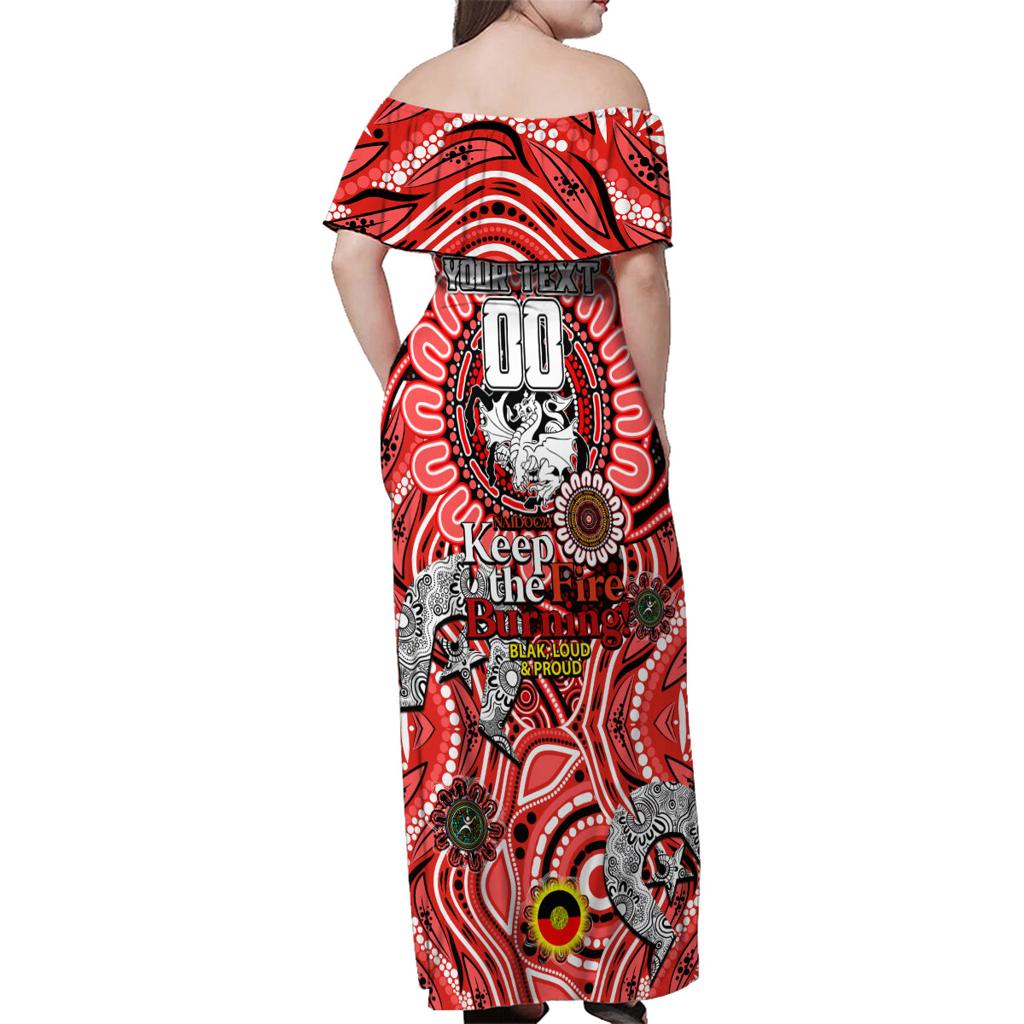 Custom NAIDOC Week 2024 Dragons Family Matching Off Shoulder Maxi Dress and Hawaiian Shirt Mascot Rugby