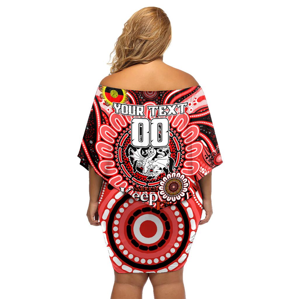 Custom NAIDOC Week 2024 Dragons Family Matching Off Shoulder Short Dress and Hawaiian Shirt Mascot Rugby