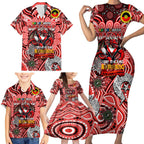 Custom NAIDOC Week 2024 Dragons Family Matching Short Sleeve Bodycon Dress and Hawaiian Shirt Mascot Rugby