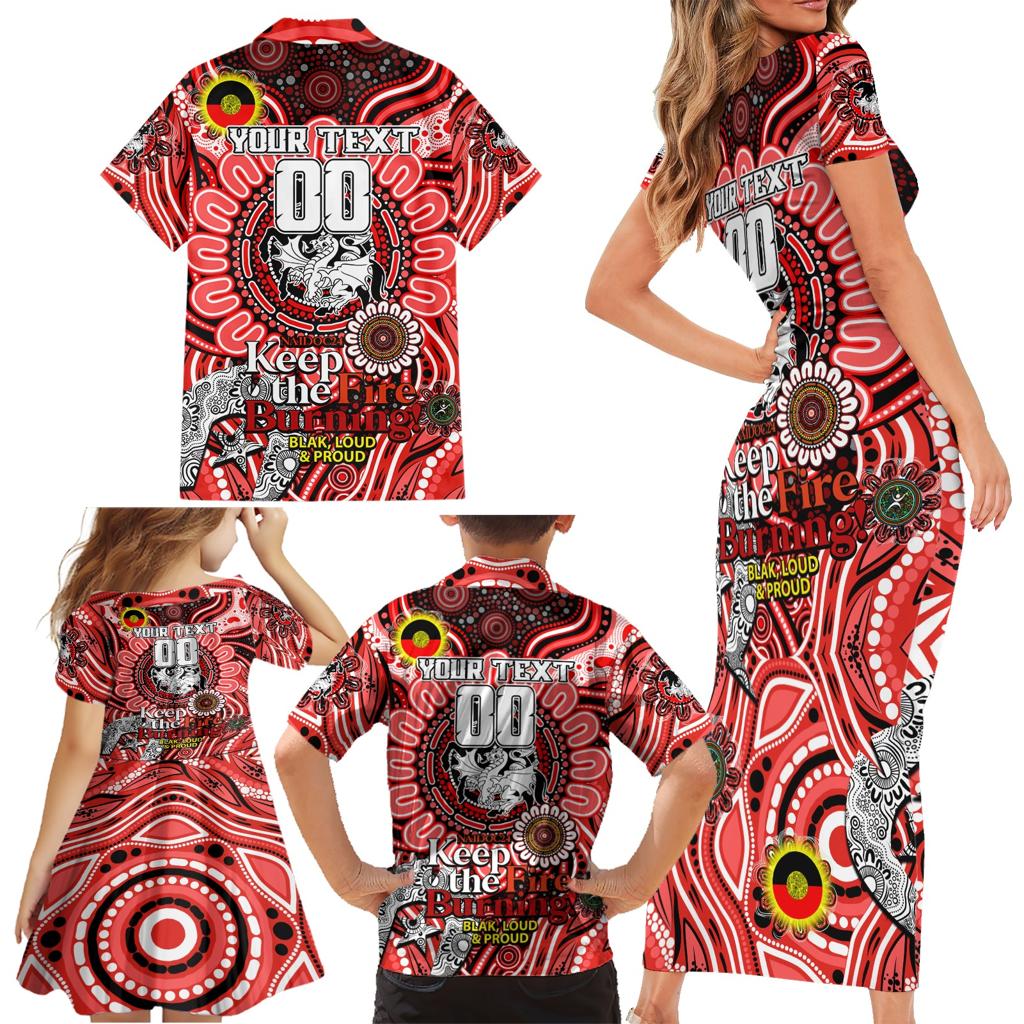 Custom NAIDOC Week 2024 Dragons Family Matching Short Sleeve Bodycon Dress and Hawaiian Shirt Mascot Rugby