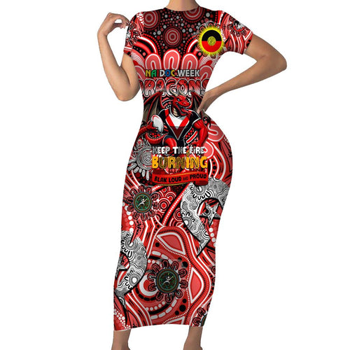 Custom NAIDOC Week 2024 Dragons Family Matching Short Sleeve Bodycon Dress and Hawaiian Shirt Mascot Rugby