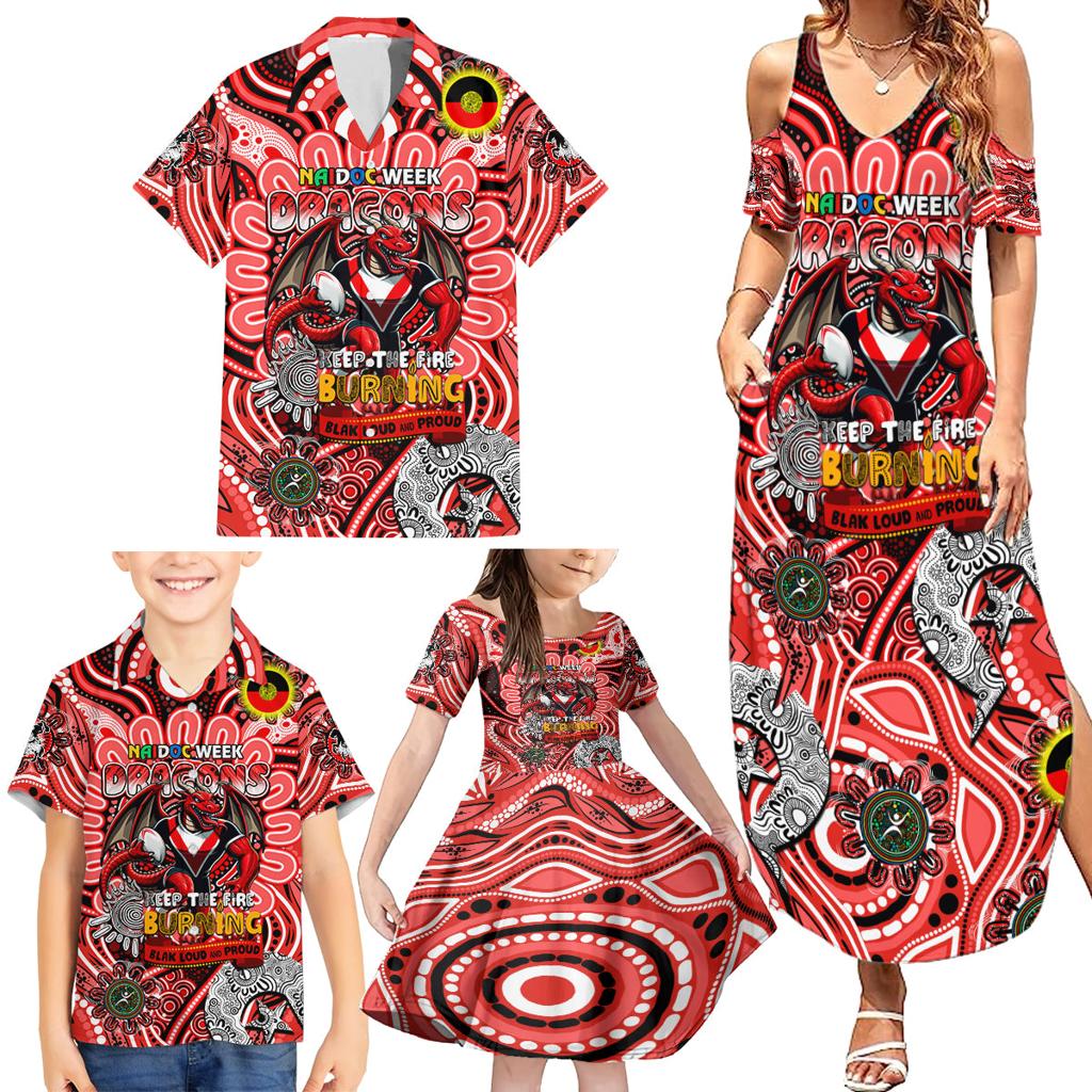Custom NAIDOC Week 2024 Dragons Family Matching Summer Maxi Dress and Hawaiian Shirt Mascot Rugby