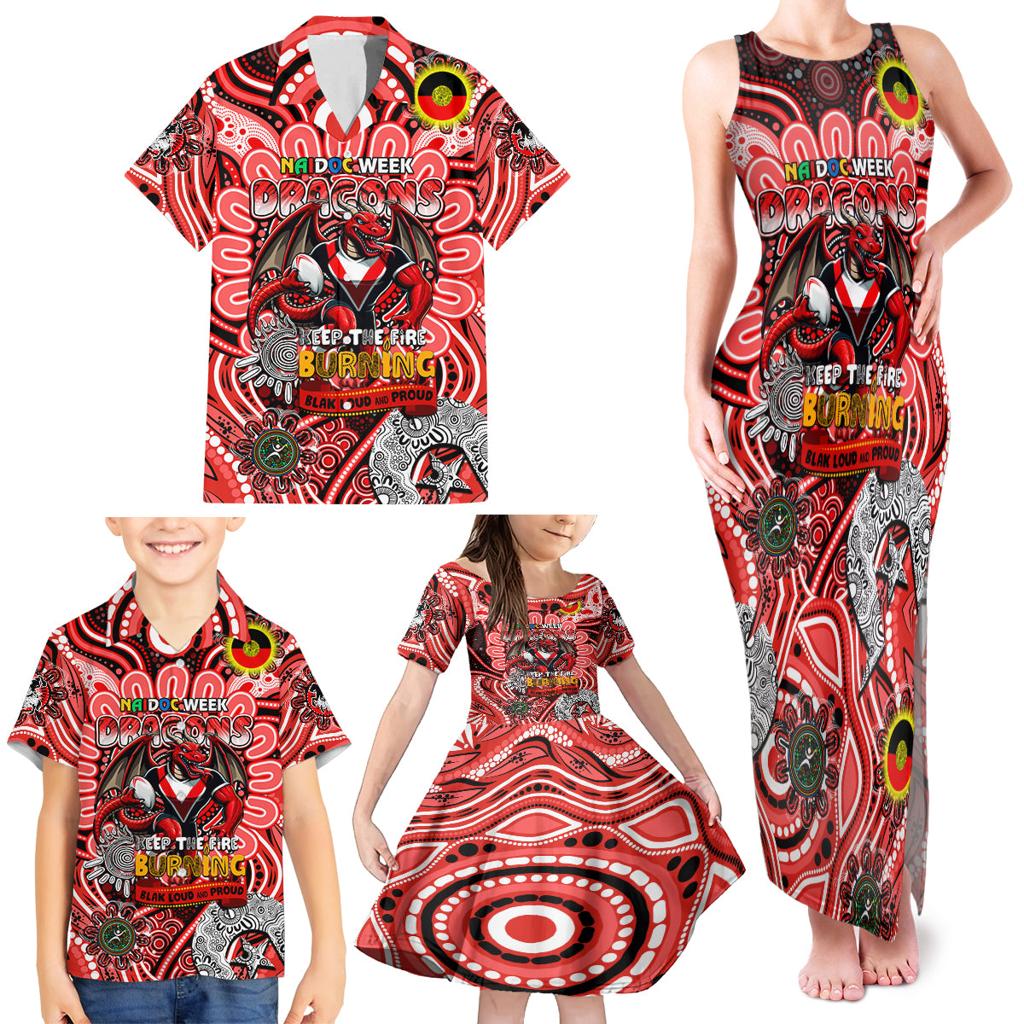Custom NAIDOC Week 2024 Dragons Family Matching Tank Maxi Dress and Hawaiian Shirt Mascot Rugby
