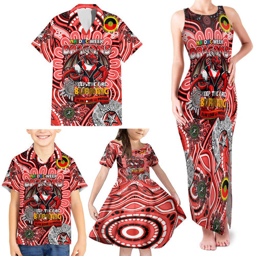 Custom NAIDOC Week 2024 Dragons Family Matching Tank Maxi Dress and Hawaiian Shirt Mascot Rugby