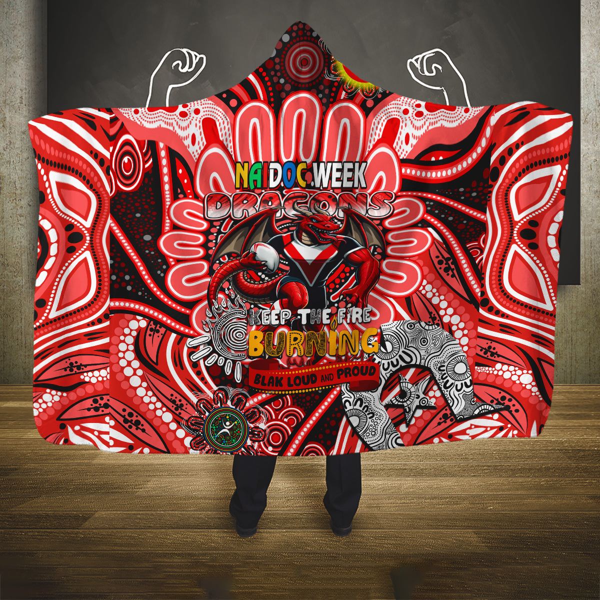 NAIDOC Week 2024 Dragons Hooded Blanket Mascot Rugby