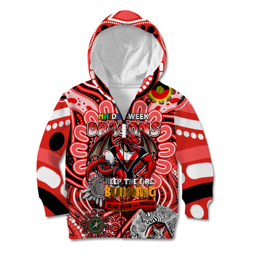 Custom NAIDOC Week 2024 Dragons Kid Hoodie Mascot Rugby