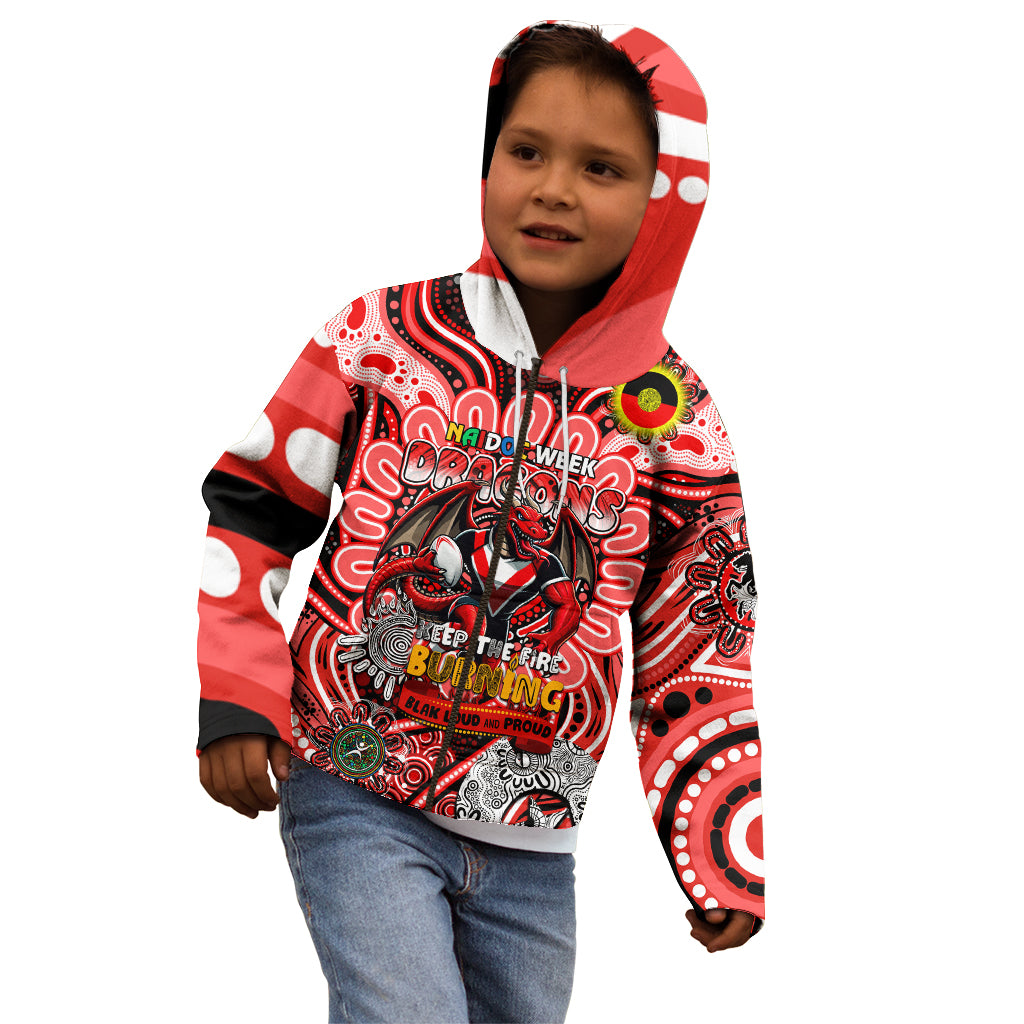 Custom NAIDOC Week 2024 Dragons Kid Hoodie Mascot Rugby