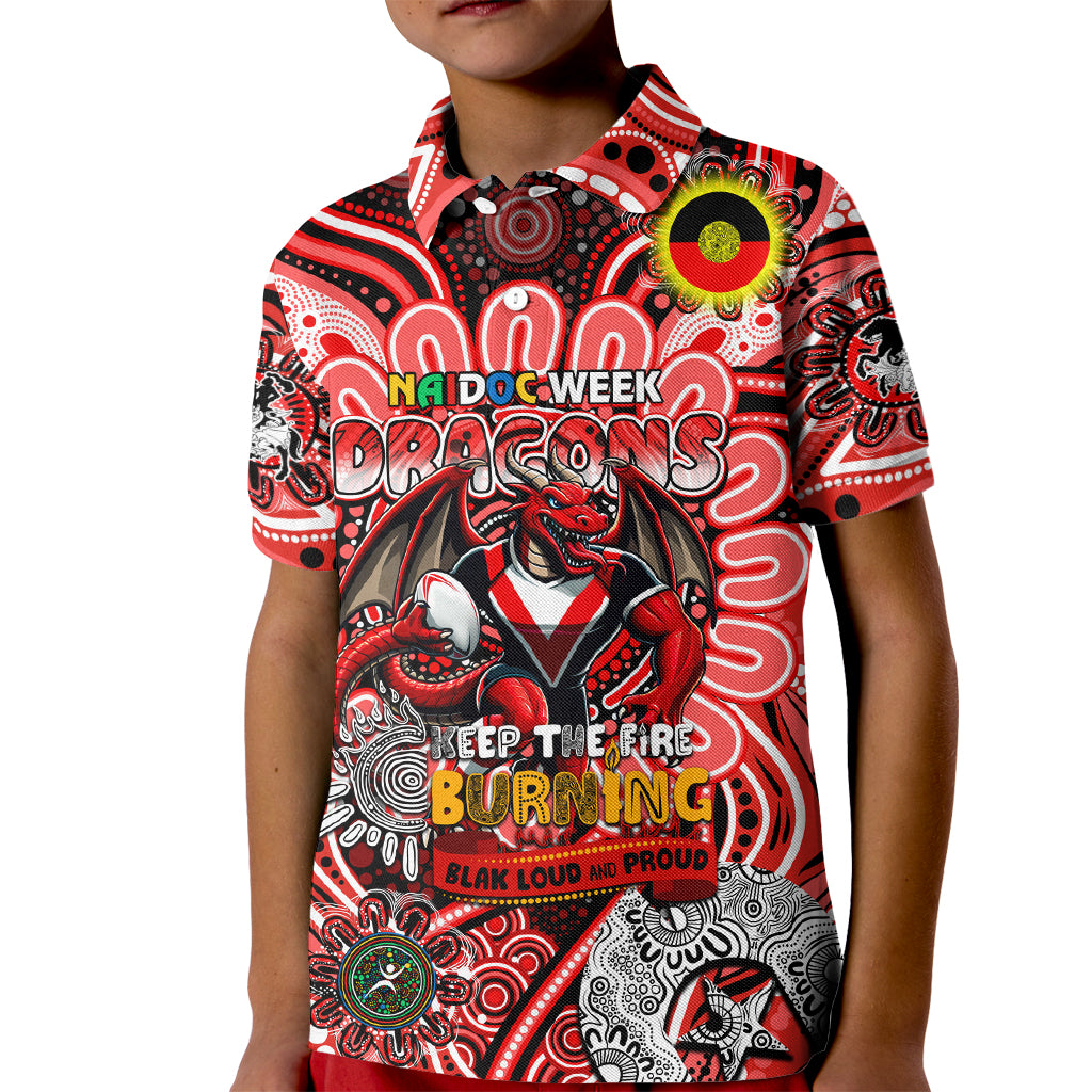 Custom NAIDOC Week 2024 Dragons Kid Polo Shirt Mascot Rugby