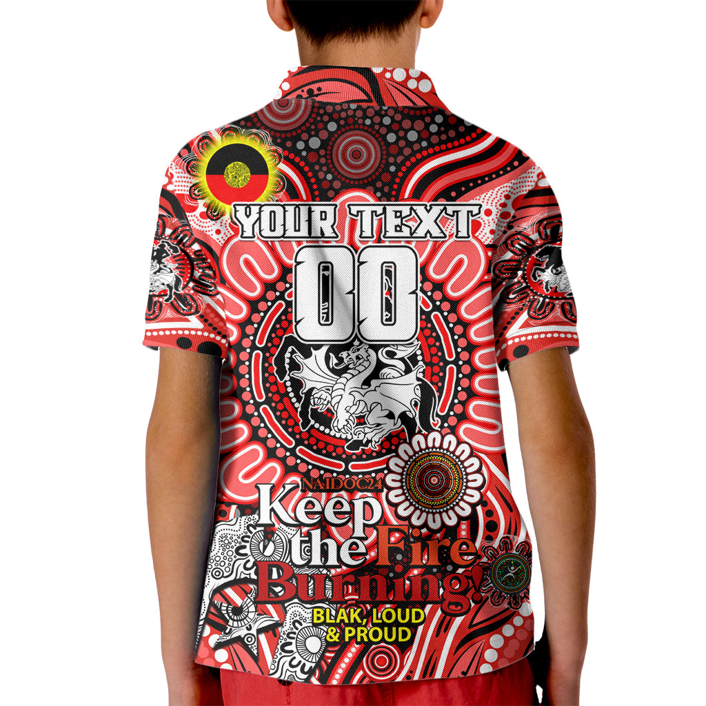 Custom NAIDOC Week 2024 Dragons Kid Polo Shirt Mascot Rugby