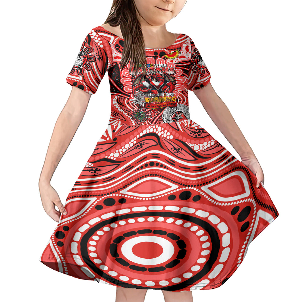 Custom NAIDOC Week 2024 Dragons Kid Short Sleeve Dress Mascot Rugby