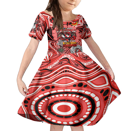Custom NAIDOC Week 2024 Dragons Kid Short Sleeve Dress Mascot Rugby