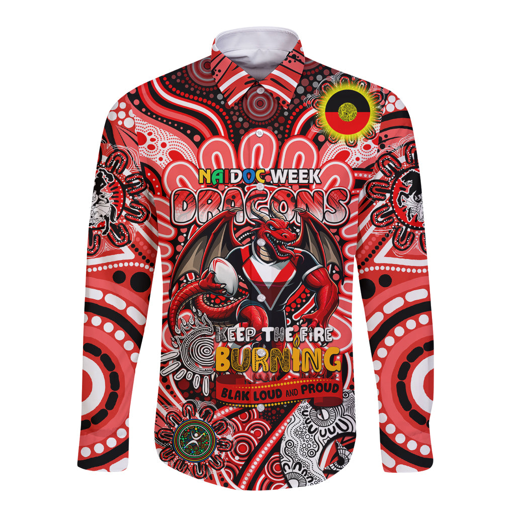 Custom NAIDOC Week 2024 Dragons Long Sleeve Button Shirt Mascot Rugby
