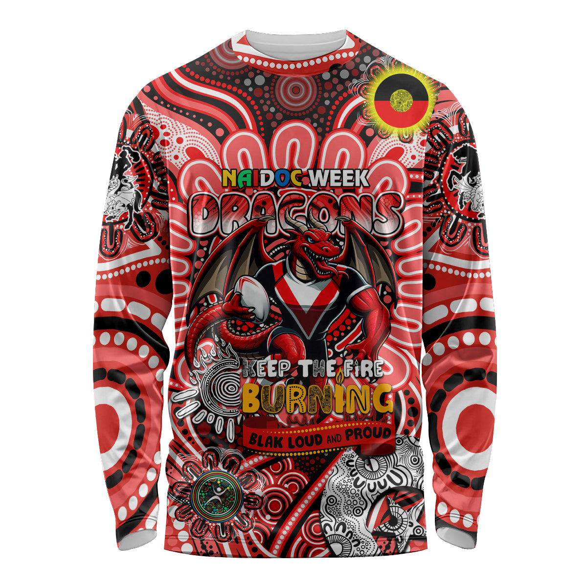 Custom NAIDOC Week 2024 Dragons Long Sleeve Shirt Mascot Rugby