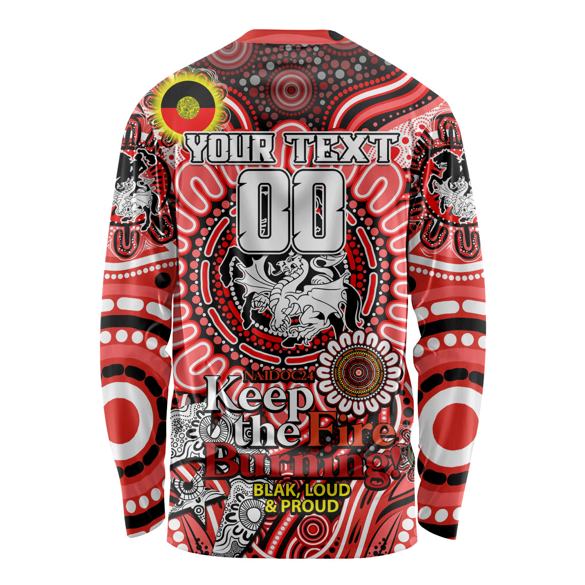 Custom NAIDOC Week 2024 Dragons Long Sleeve Shirt Mascot Rugby