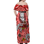 Custom NAIDOC Week 2024 Dragons Off Shoulder Maxi Dress Mascot Rugby