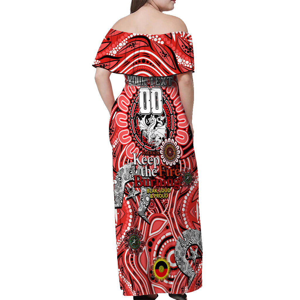 Custom NAIDOC Week 2024 Dragons Off Shoulder Maxi Dress Mascot Rugby