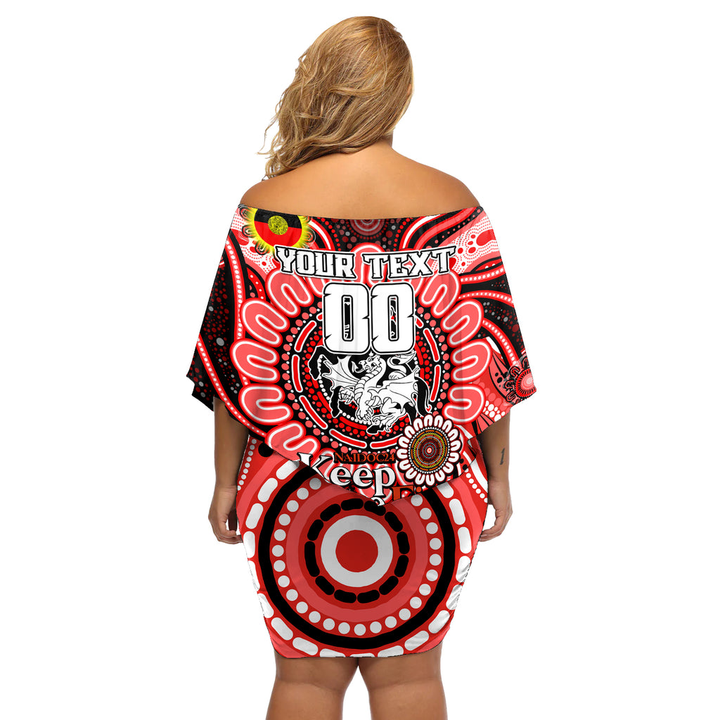 Custom NAIDOC Week 2024 Dragons Off Shoulder Short Dress Mascot Rugby