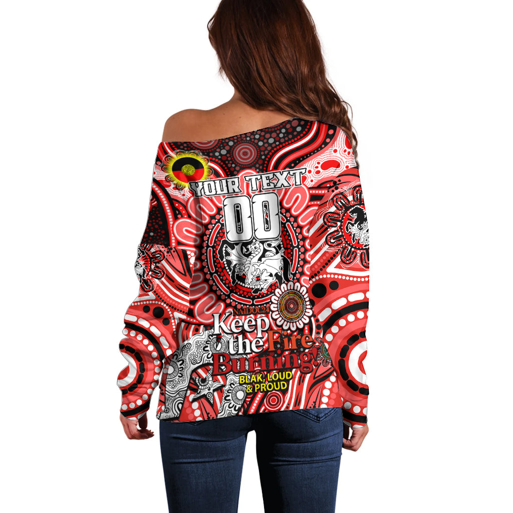Custom NAIDOC Week 2024 Dragons Off Shoulder Sweater Mascot Rugby