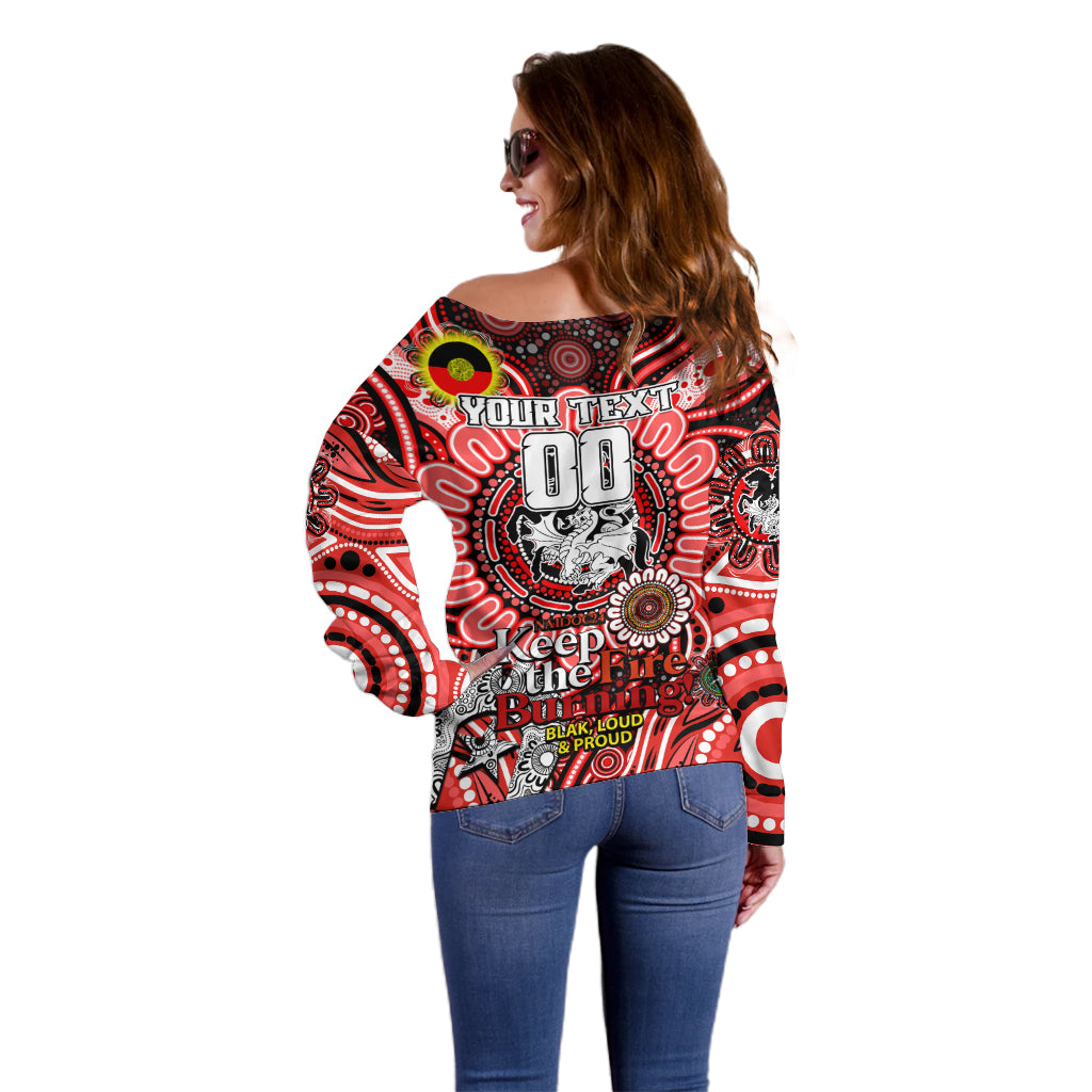 Custom NAIDOC Week 2024 Dragons Off Shoulder Sweater Mascot Rugby
