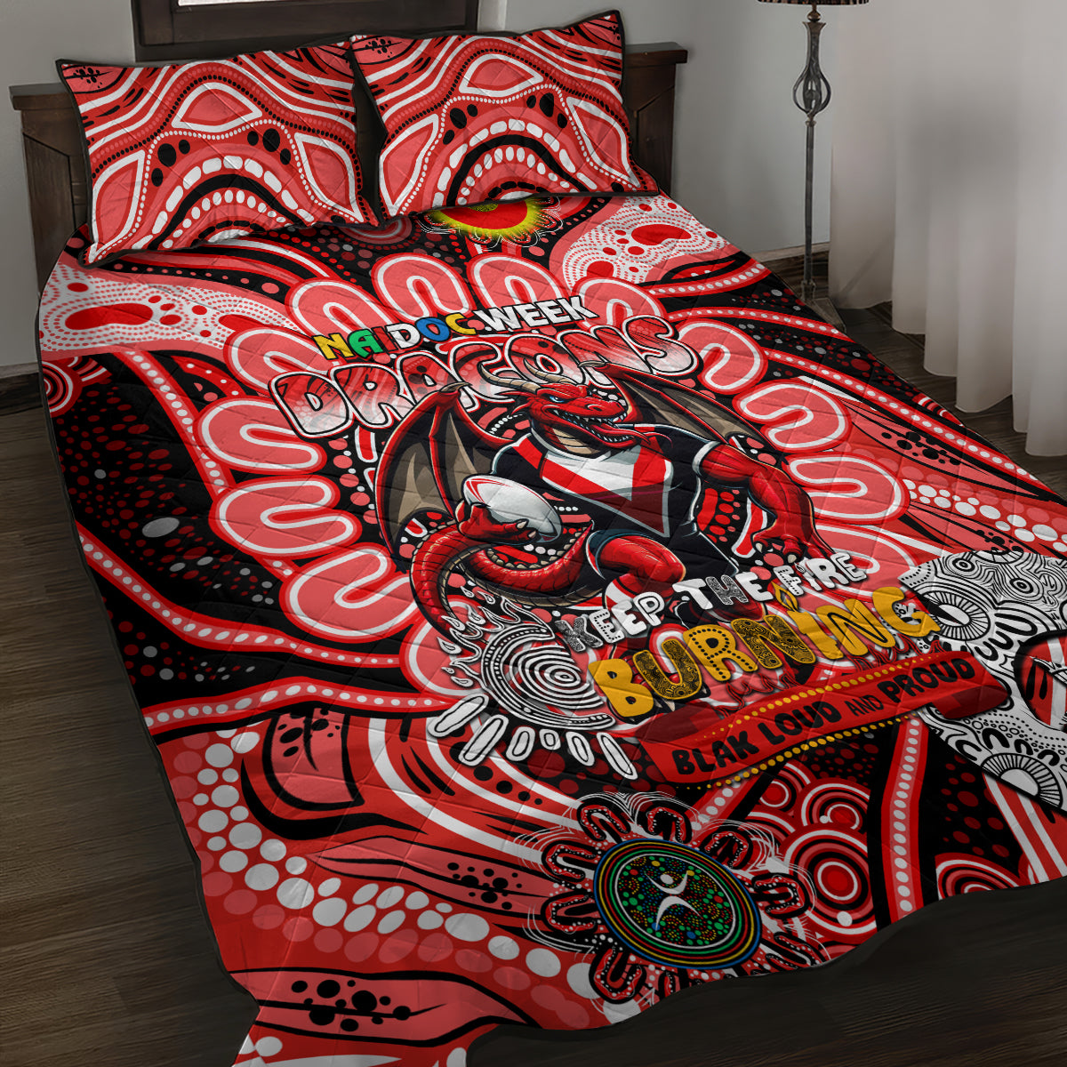 NAIDOC Week 2024 Dragons Quilt Bed Set Mascot Rugby