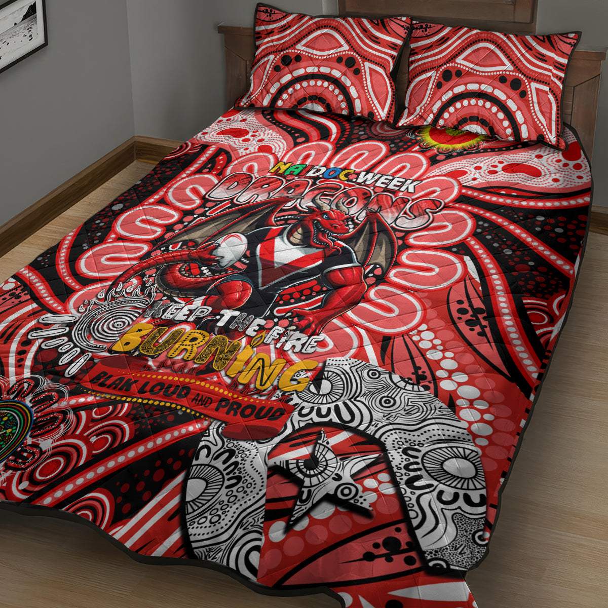 NAIDOC Week 2024 Dragons Quilt Bed Set Mascot Rugby