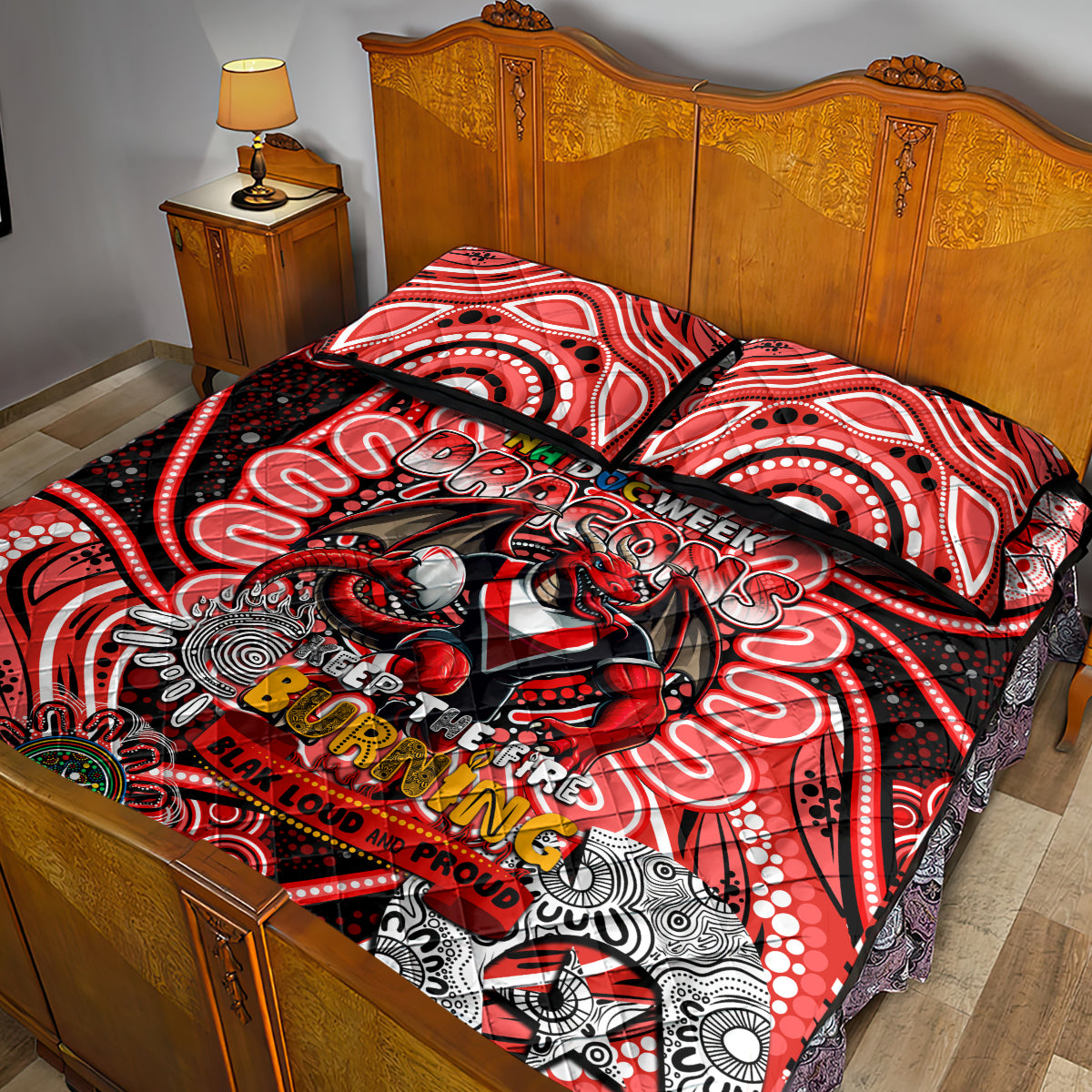NAIDOC Week 2024 Dragons Quilt Bed Set Mascot Rugby