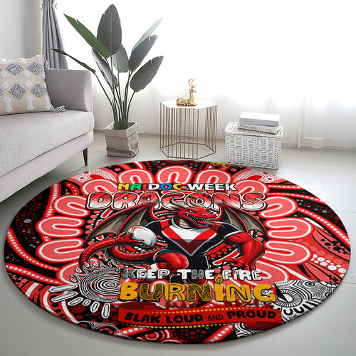 NAIDOC Week 2024 Dragons Round Carpet Mascot Rugby