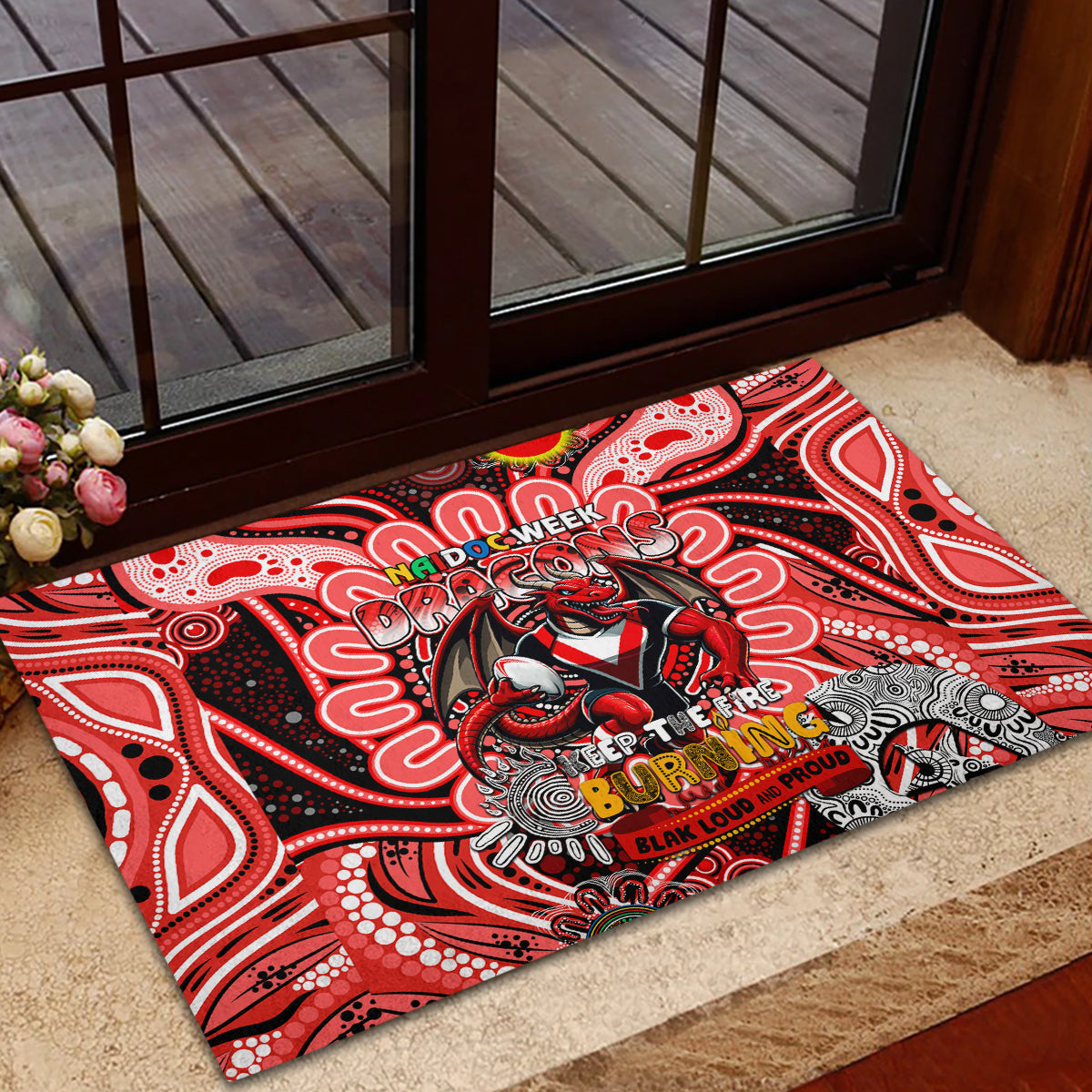 NAIDOC Week 2024 Dragons Rubber Doormat Mascot Rugby