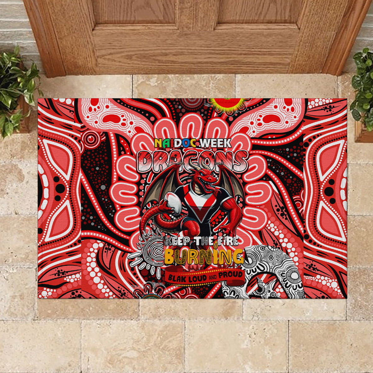 NAIDOC Week 2024 Dragons Rubber Doormat Mascot Rugby