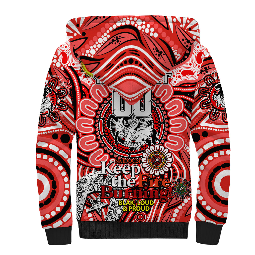 Custom NAIDOC Week 2024 Dragons Sherpa Hoodie Mascot Rugby