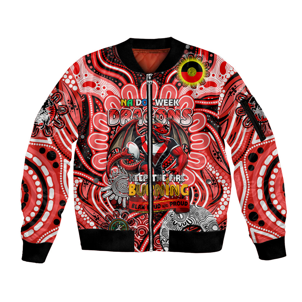 Custom NAIDOC Week 2024 Dragons Sleeve Zip Bomber Jacket Mascot Rugby