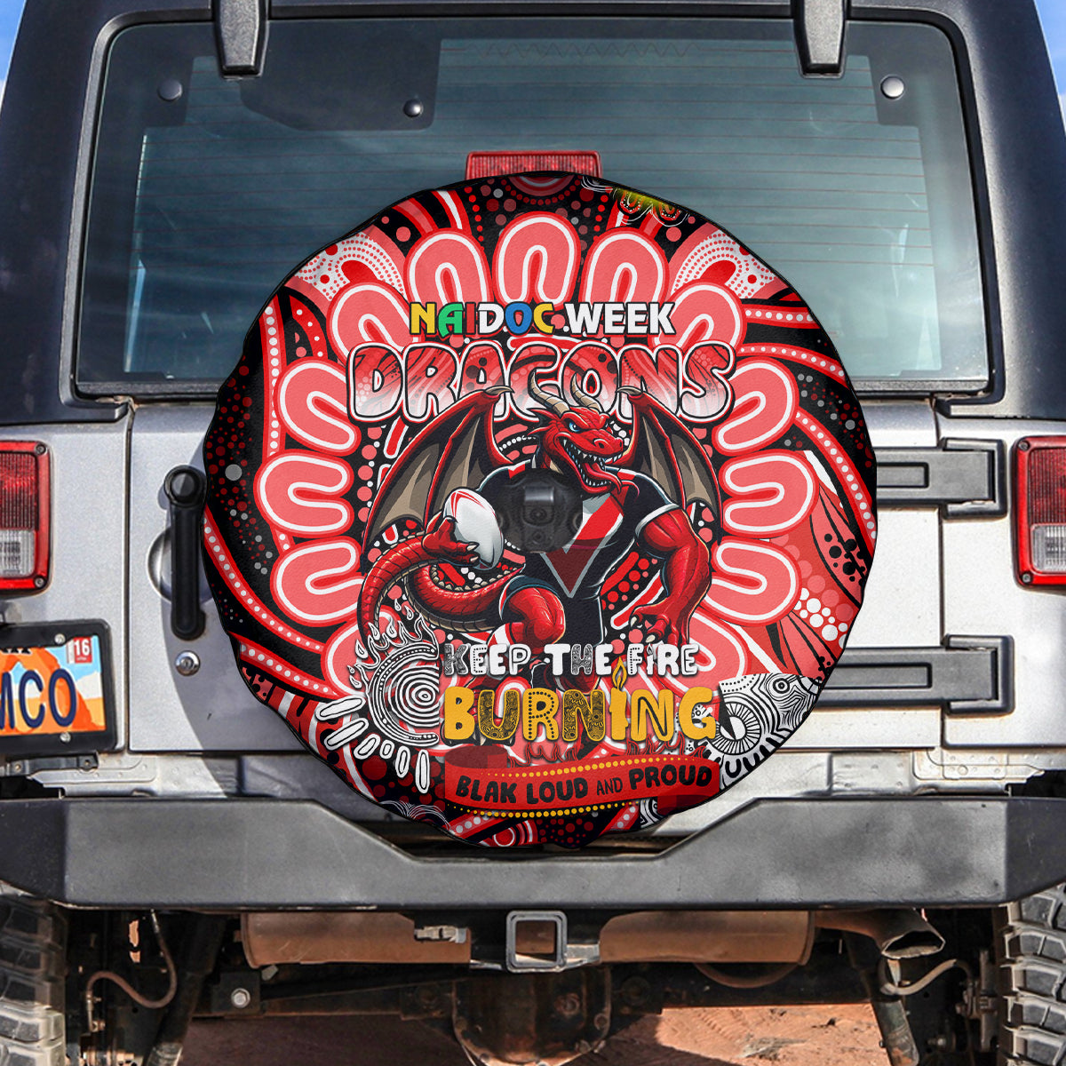 NAIDOC Week 2024 Dragons Spare Tire Cover Mascot Rugby