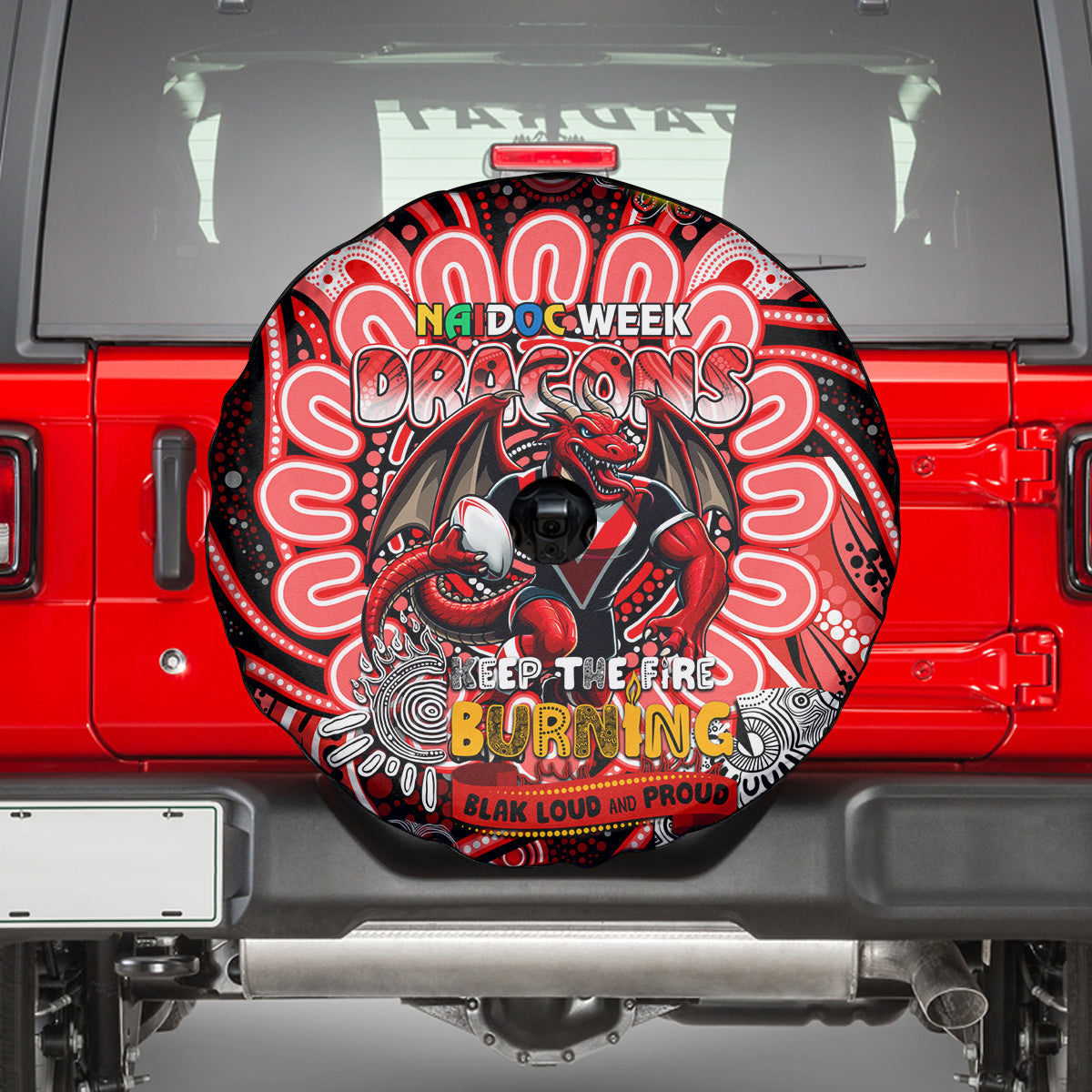 NAIDOC Week 2024 Dragons Spare Tire Cover Mascot Rugby
