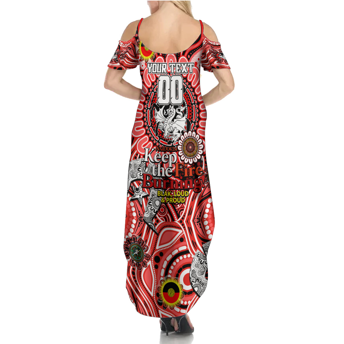Custom NAIDOC Week 2024 Dragons Summer Maxi Dress Mascot Rugby