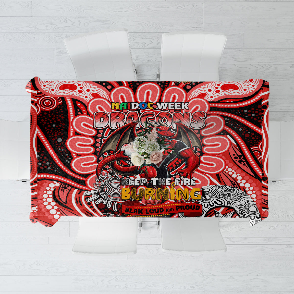 NAIDOC Week 2024 Dragons Tablecloth Mascot Rugby