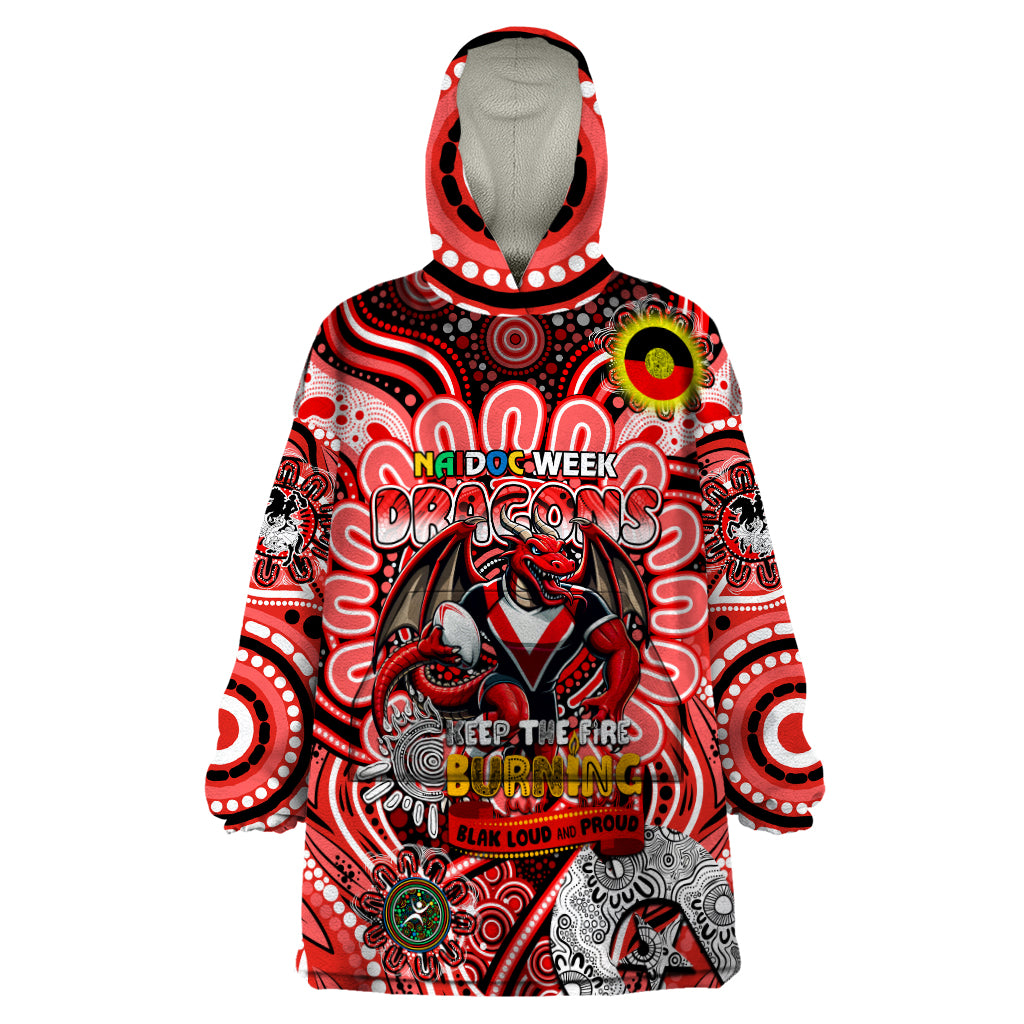 Custom NAIDOC Week 2024 Dragons Wearable Blanket Hoodie Mascot Rugby