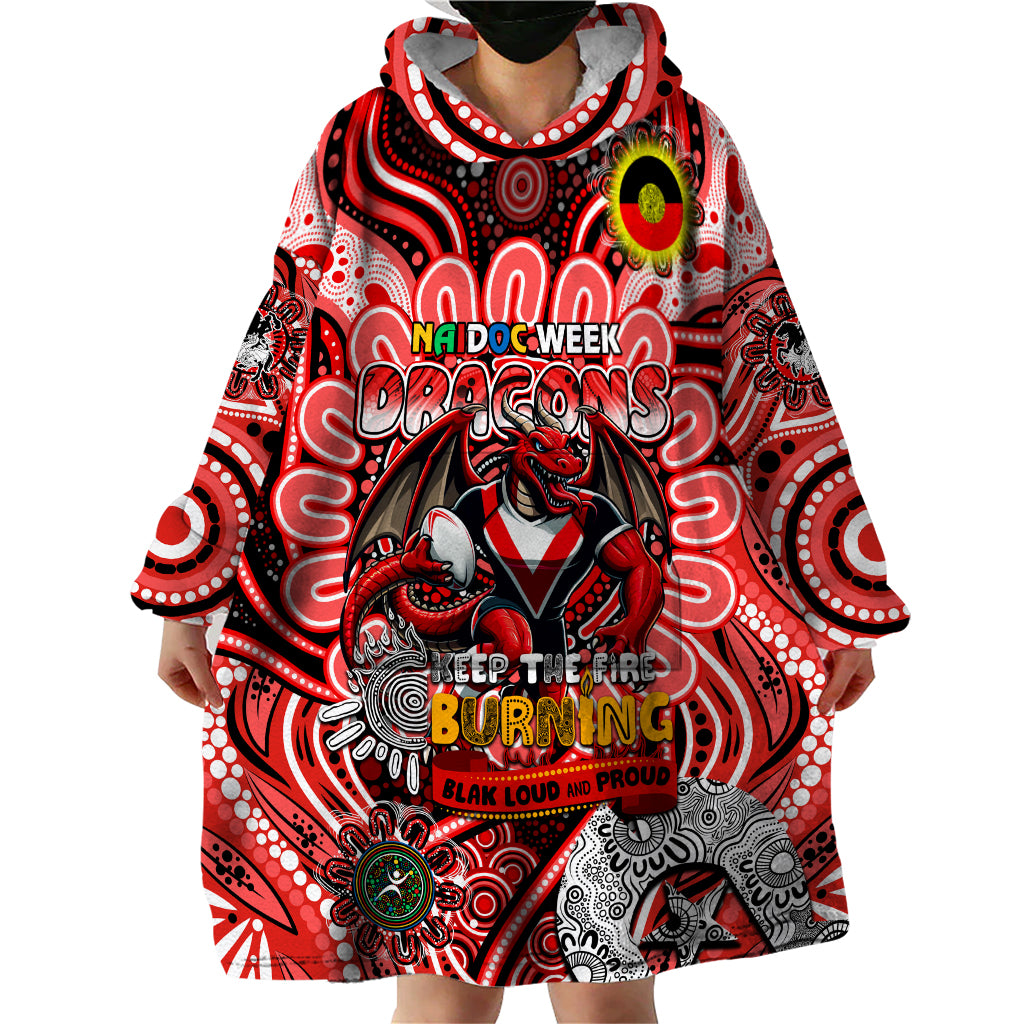 Custom NAIDOC Week 2024 Dragons Wearable Blanket Hoodie Mascot Rugby
