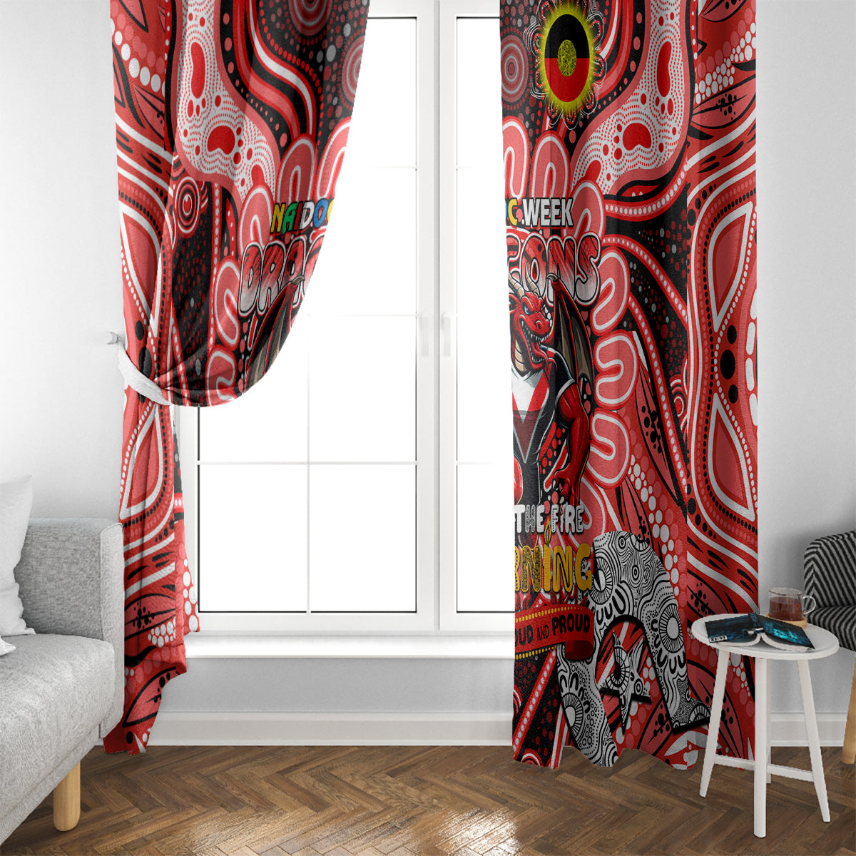 NAIDOC Week 2024 Dragons Window Curtain Mascot Rugby