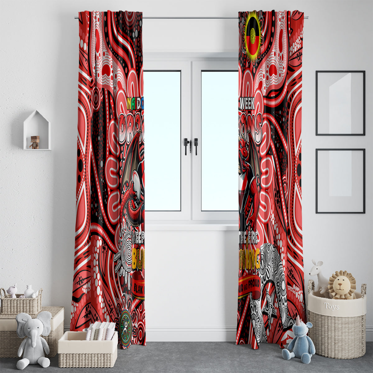NAIDOC Week 2024 Dragons Window Curtain Mascot Rugby