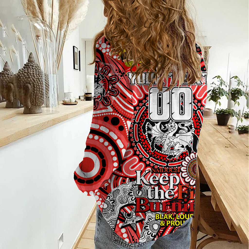 Custom NAIDOC Week 2024 Dragons Women Casual Shirt Mascot Rugby