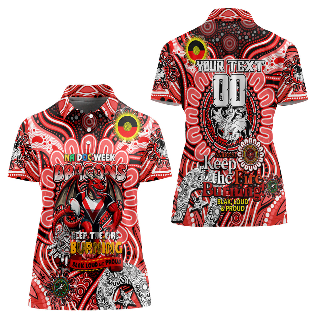 Custom NAIDOC Week 2024 Dragons Women Polo Shirt Mascot Rugby