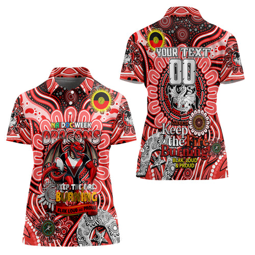 Custom NAIDOC Week 2024 Dragons Women Polo Shirt Mascot Rugby