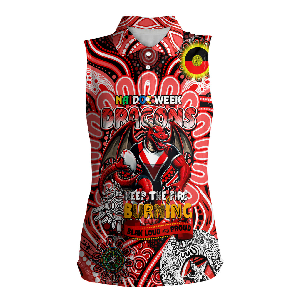Custom NAIDOC Week 2024 Dragons Women Sleeveless Polo Shirt Mascot Rugby