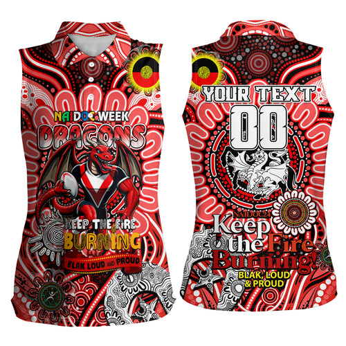 Custom NAIDOC Week 2024 Dragons Women Sleeveless Polo Shirt Mascot Rugby