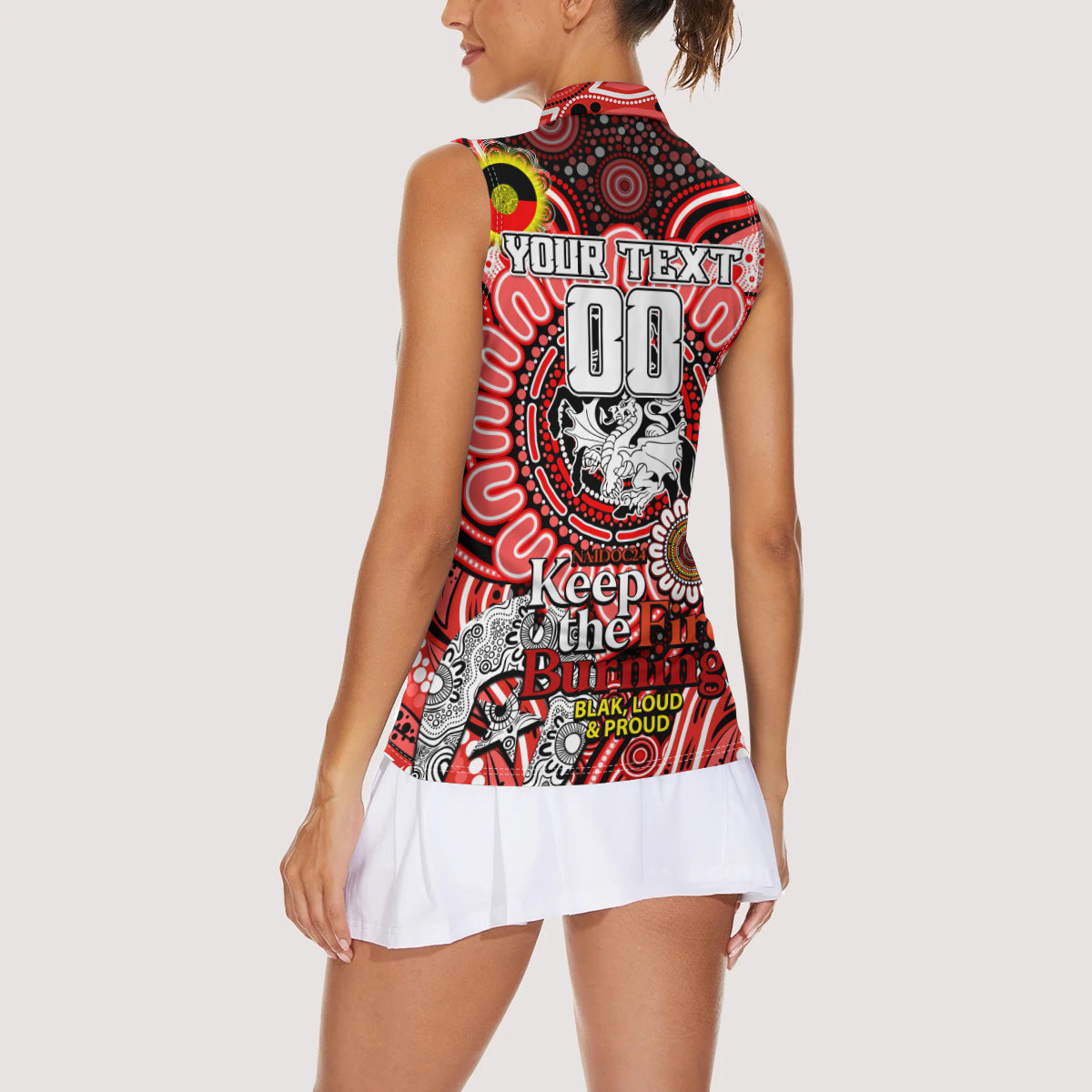 Custom NAIDOC Week 2024 Dragons Women Sleeveless Polo Shirt Mascot Rugby