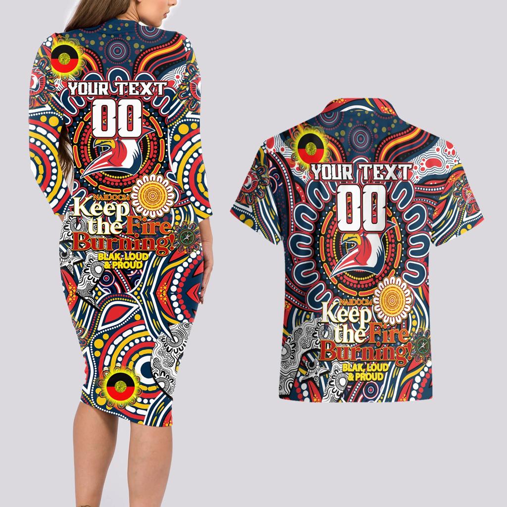 Custom NAIDOC Week 2024 Roosters Couples Matching Long Sleeve Bodycon Dress and Hawaiian Shirt Mascot Rugby