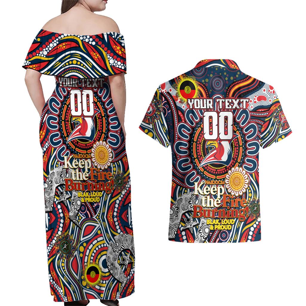 Custom NAIDOC Week 2024 Roosters Couples Matching Off Shoulder Maxi Dress and Hawaiian Shirt Mascot Rugby