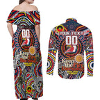 Custom NAIDOC Week 2024 Roosters Couples Matching Off Shoulder Maxi Dress and Long Sleeve Button Shirt Mascot Rugby